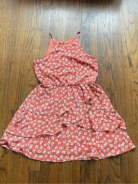 Iz Byer Coral Floral Halter Dress